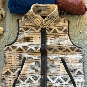 Carhartt Fleece Winter Vest Size Small Malt Geometric Print Worn Once!!